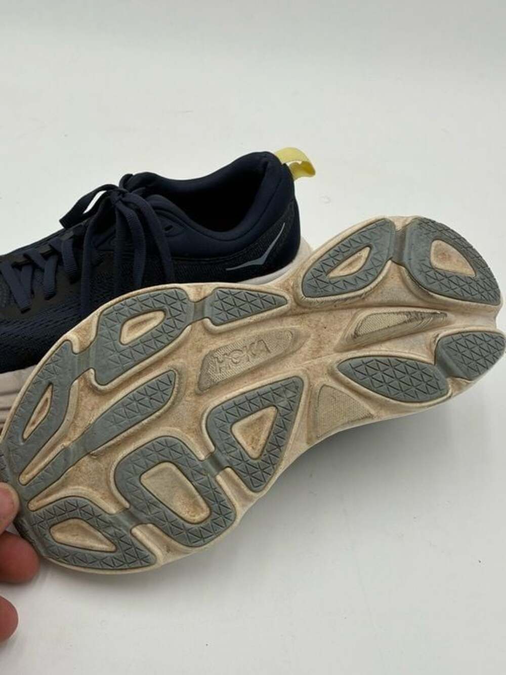 Hoka Women's 'Bondi 8' Navy Running Shoes with Light Blue Logo - Picture 3 of 5